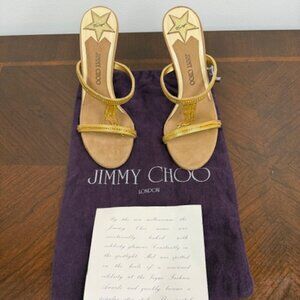 Jimmy Choo Vintage Collection Gold Heels with Gold Chain Fringe